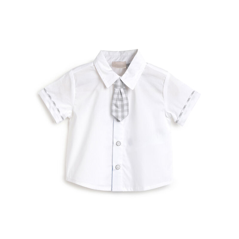 Boys Medium Grey Checkered Outfit with Short Pants image number 2